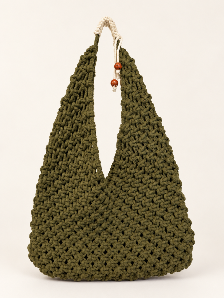 Signature Macramé Bag — Olive