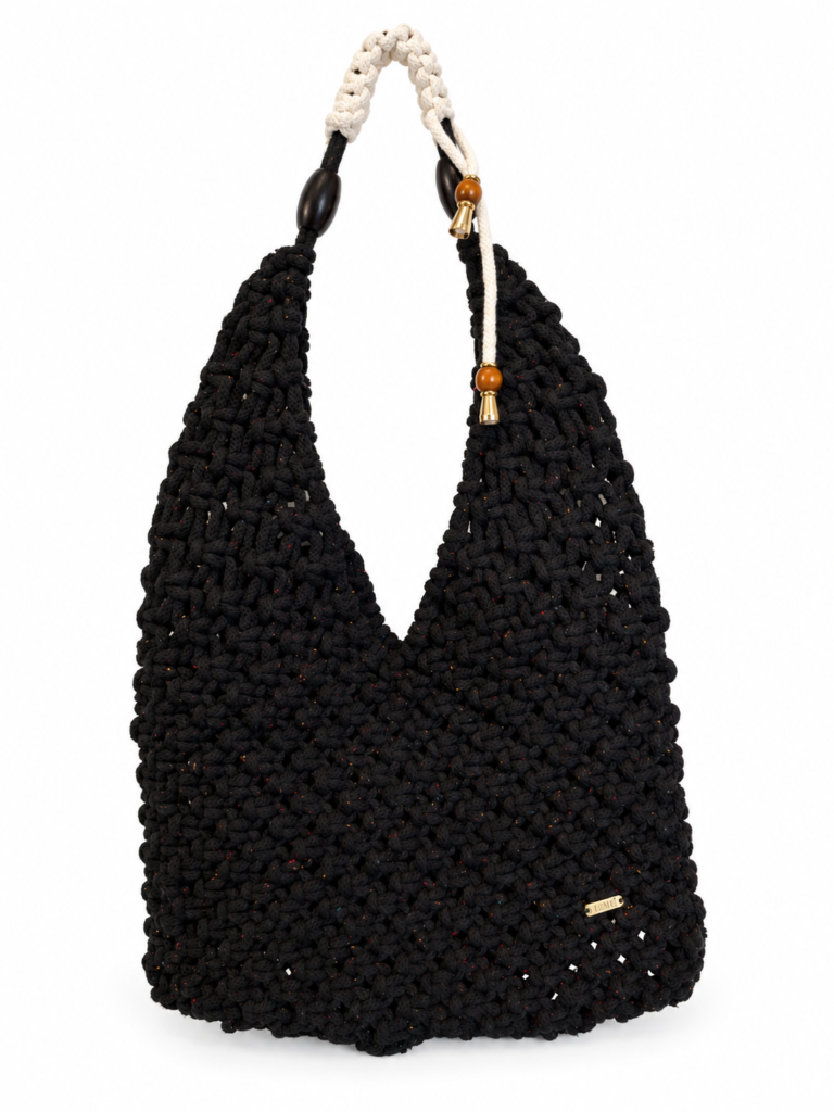 Signature Macramé Bag — Black